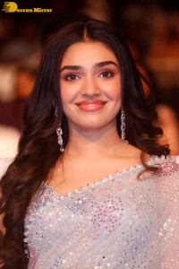 Telugu actress Krithi Shetty in a blue saree