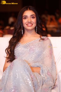 Telugu actress Krithi Shetty in a blue saree