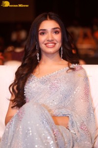 Telugu actress Krithi Shetty in a blue saree