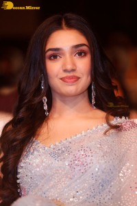 Telugu actress Krithi Shetty in a blue saree