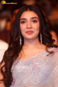 Telugu actress Krithi Shetty in a blue saree