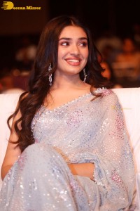 Telugu actress Krithi Shetty in a blue saree