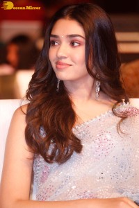 Telugu actress Krithi Shetty in a blue saree