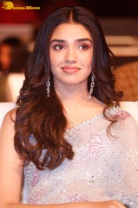 Telugu actress Krithi Shetty in a blue saree