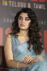 Indian actress krithi shetty beautiful in a blue saree while attending an event