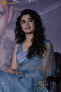 Indian actress krithi shetty beautiful in a blue saree while attending an event