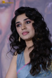 Indian actress krithi shetty beautiful in a blue saree while attending an event