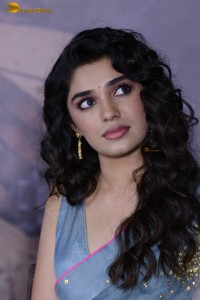 Indian actress krithi shetty beautiful in a blue saree while attending an event