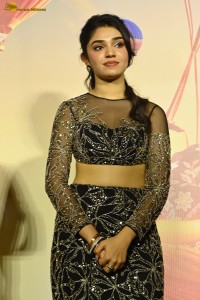 actress Krithi Shetty in a black dress at a function