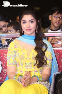 Actress Krithi Shetty in a Yellow Dress