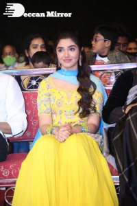 Actress Krithi Shetty in a Yellow Dress