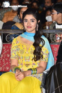 Actress Krithi Shetty in a Yellow Dress