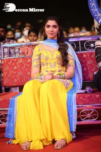 Actress Krithi Shetty in a Yellow Dress
