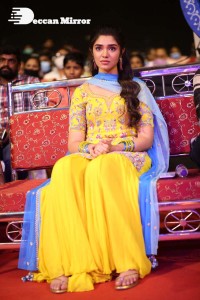 Actress Krithi Shetty in a Yellow Dress