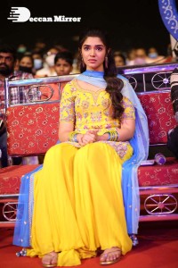 Actress Krithi Shetty in a Yellow Dress