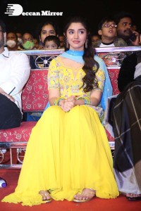 Actress Krithi Shetty in a Yellow Dress