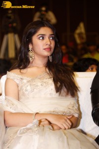 Telugu Actress Krithi Shetty seen at a movie function