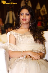 Telugu Actress Krithi Shetty seen at a movie function