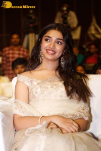 Telugu Actress Krithi Shetty seen at a movie function