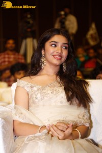 Telugu Actress Krithi Shetty seen at a movie function