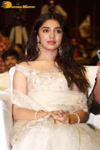 Telugu Actress Krithi Shetty seen at a movie function