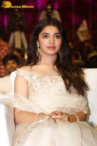 Telugu Actress Krithi Shetty seen at a movie function