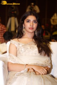 Telugu Actress Krithi Shetty seen at a movie function