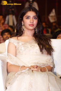 Telugu Actress Krithi Shetty seen at a movie function