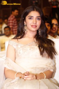 Telugu Actress Krithi Shetty seen at a movie function