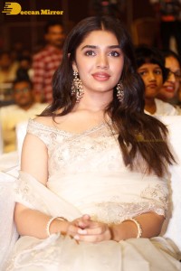 Telugu Actress Krithi Shetty seen at a movie function