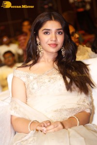 Telugu Actress Krithi Shetty seen at a movie function