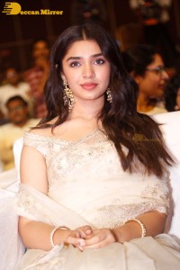 Telugu Actress Krithi Shetty seen at a movie function