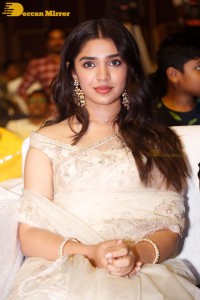 Telugu Actress Krithi Shetty seen at a movie function