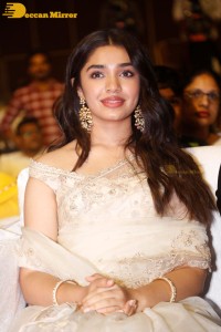 Telugu Actress Krithi Shetty seen at a movie function