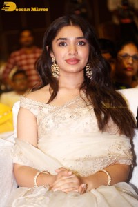 Telugu Actress Krithi Shetty seen at a movie function