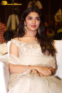 Telugu Actress Krithi Shetty seen at a movie function