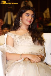 Telugu Actress Krithi Shetty seen at a movie function