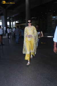 actress kriti sanon seen in a yellow salwar dress in mumbai