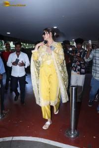 actress kriti sanon seen in a yellow salwar dress in mumbai