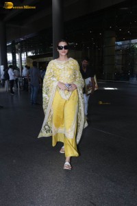 actress kriti sanon seen in a yellow salwar dress in mumbai