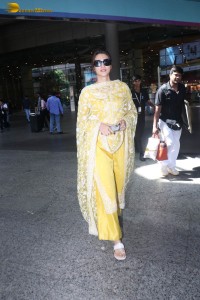 actress kriti sanon seen in a yellow salwar dress in mumbai