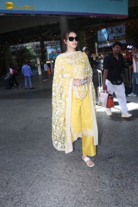 actress kriti sanon seen in a yellow salwar dress in mumbai
