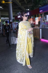 actress kriti sanon seen in a yellow salwar dress in mumbai