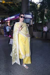 actress kriti sanon seen in a yellow salwar dress in mumbai