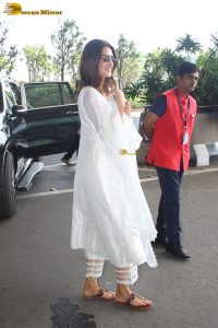 actress kriti sanon cute in a white salwar dress