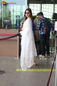 actress kriti sanon cute in a white salwar dress