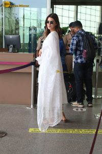actress kriti sanon cute in a white salwar dress