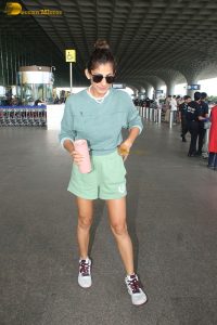 actress Kubbra Sait gorgeous in green shorts and t-shirt