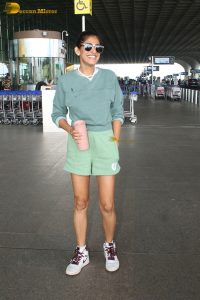 actress Kubbra Sait gorgeous in green shorts and t-shirt