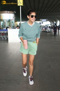 actress Kubbra Sait gorgeous in green shorts and t-shirt